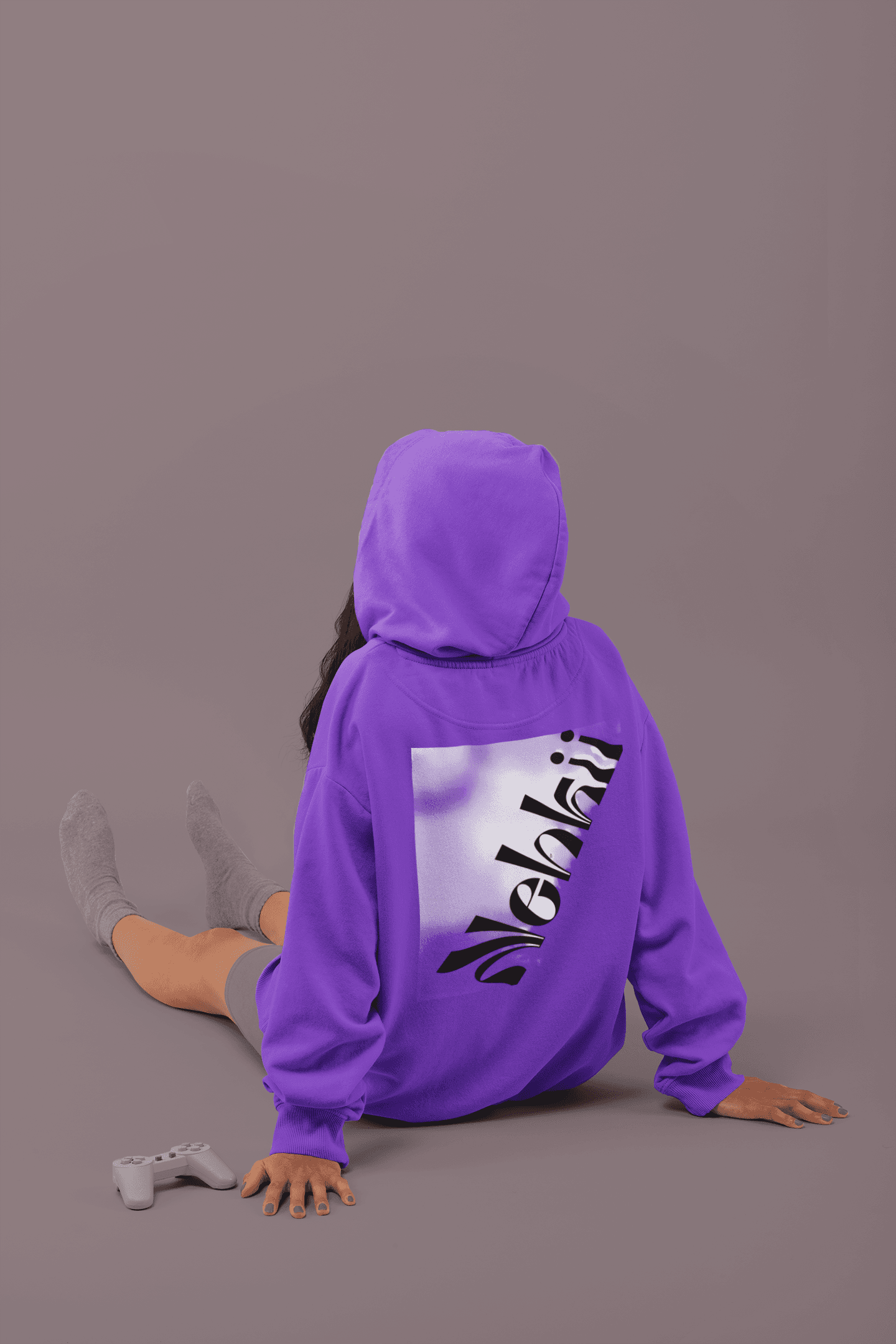 Purple women's fleece hoodie with bold black motivational print. Eco-conscious and stylish, great for all-season activewear or loungewear.