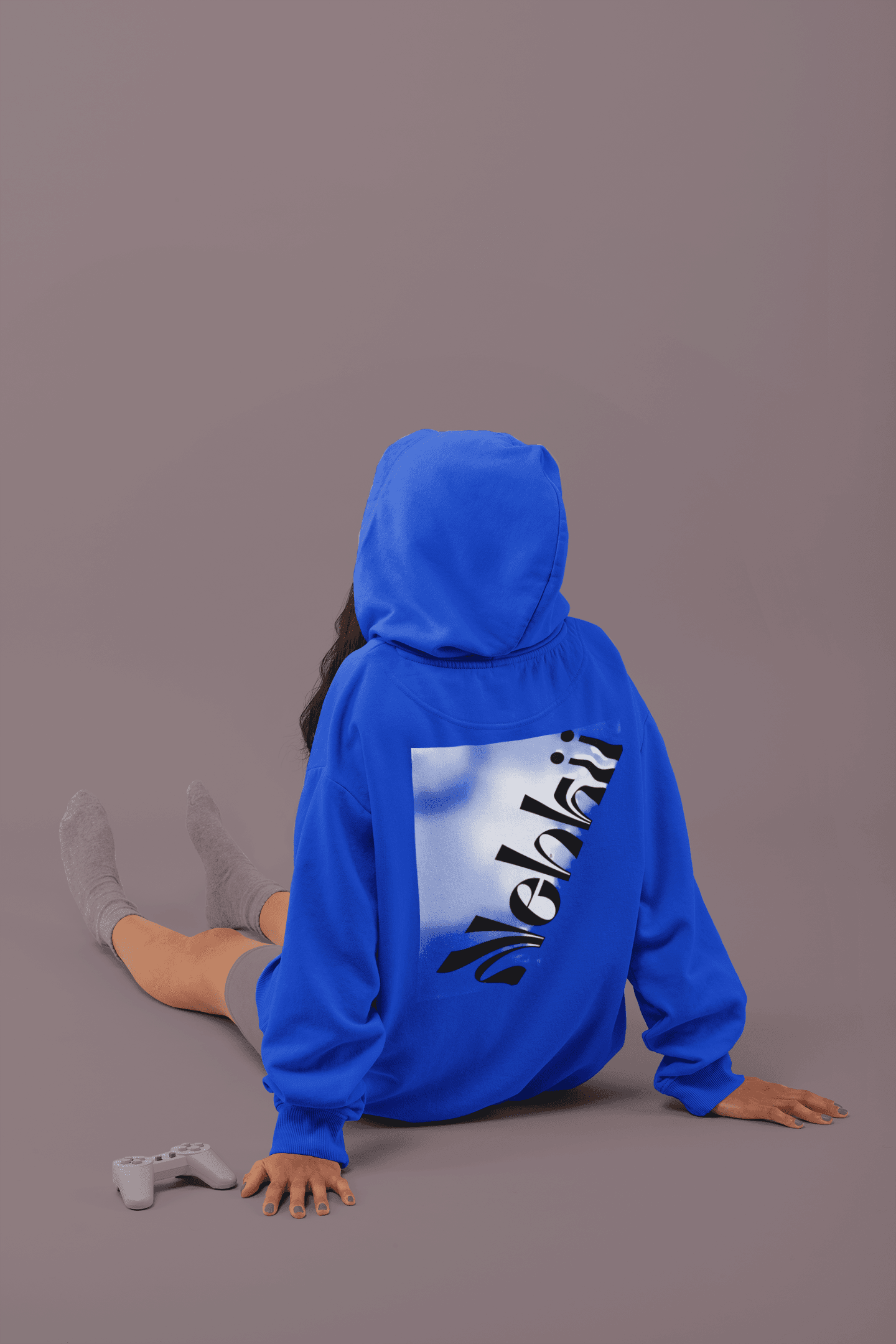 Women's fleece hoodie in royal blue with bold motivational print on back. Lightweight, eco-friendly activewear for casual or streetwear style.