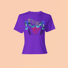 Purple Eco Inspire T-Shirt showcasing artistic 'Save the Planet' print. Lightweight, eco-friendly tank top perfect for casual eco fashion.