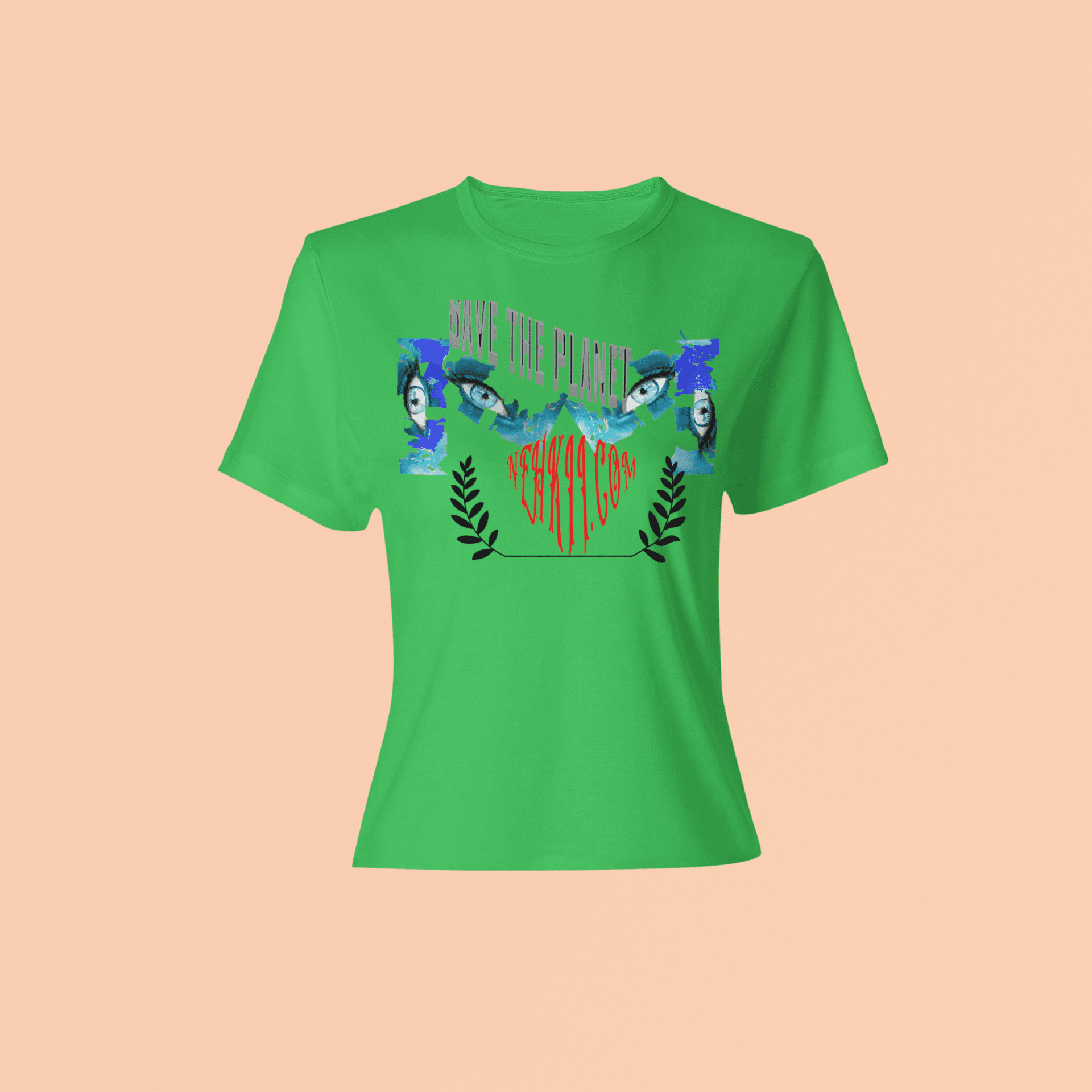 Green Eco Inspire T-Shirt with bold environmental message and heart graphic. Breathable, sustainable tank top for eco-conscious lifestyles.