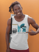 Earth Soul Tank Top - Eco-friendly Men's Tank in light gray with Earth and eye print, made from 100% cotton for casual comfort.