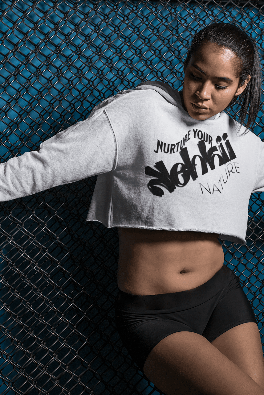 Women's Graphic Hoodie - Bold Style Fierce Spirit in white, cropped hoodie with bold lettering, stylish choice for sporty and casual outfits.