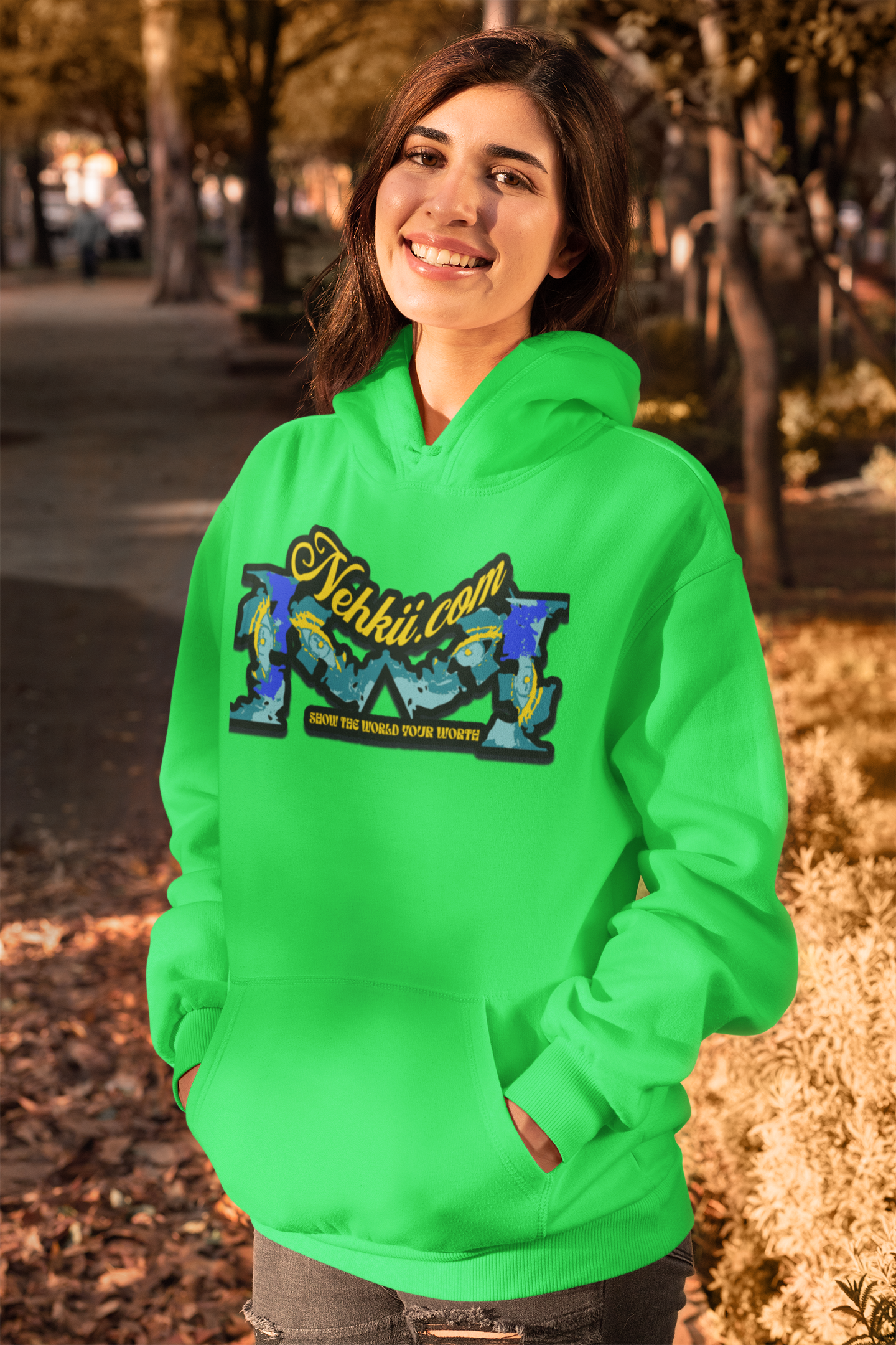 Earth Bound Women Hoodies - Shop Now for Style & Comfort in neon green with bold graphic print, perfect for casual fall fashion in activewear.