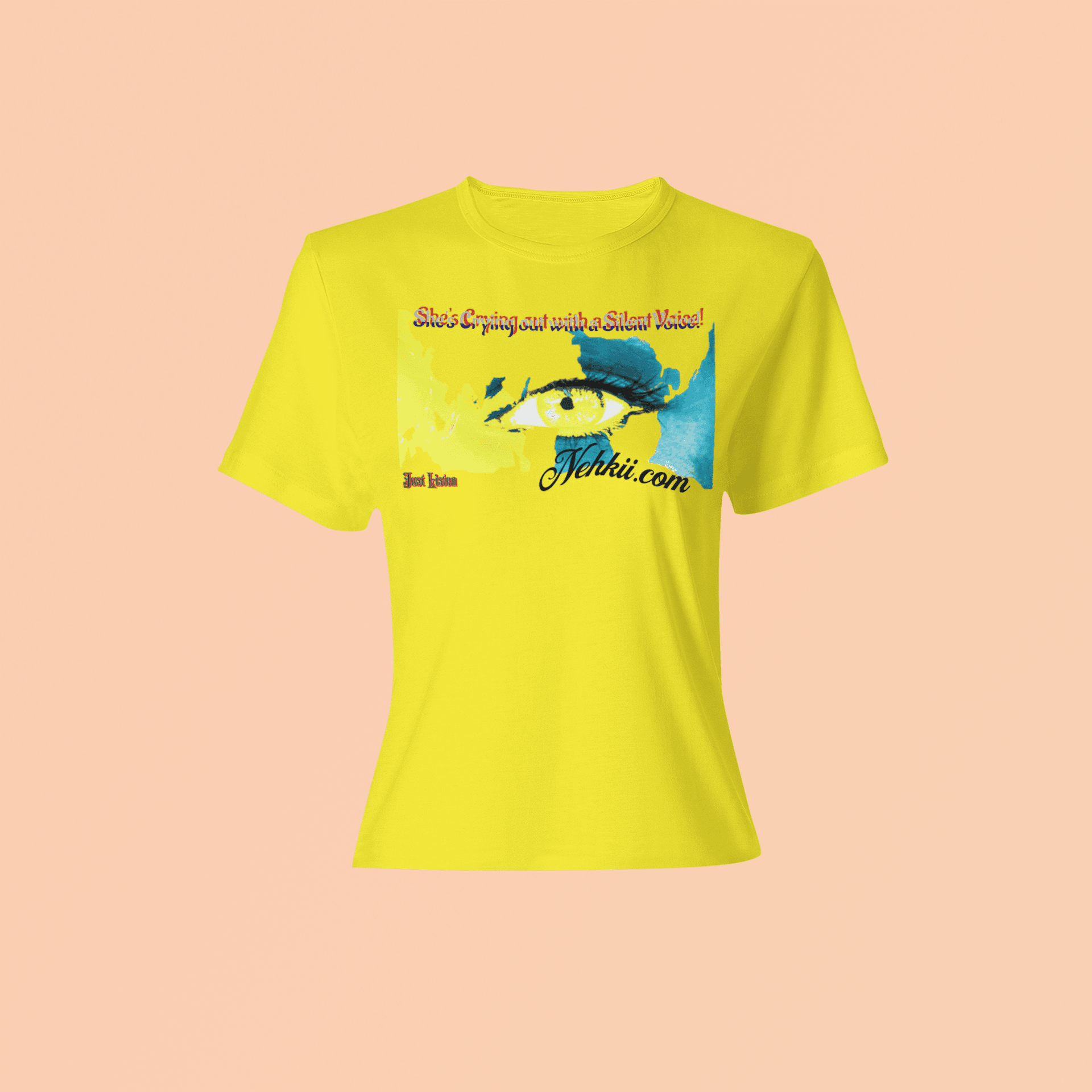 Bright yellow Future T-Shirt - Sustainable | Unity & Inspiration featuring artistic eye and liberty design, symbolizing silent strength and change.