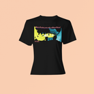 Black Future T-Shirt - Sustainable | Unity & Inspiration showcasing vibrant eye and liberty graphic, ideal for making a bold, conscious fashion statement.