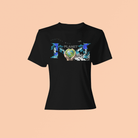 Eco-Friendly Men's T-Shirt - Be the Change in black with colorful earth-themed print. Made from 100% cotton for sustainable style.