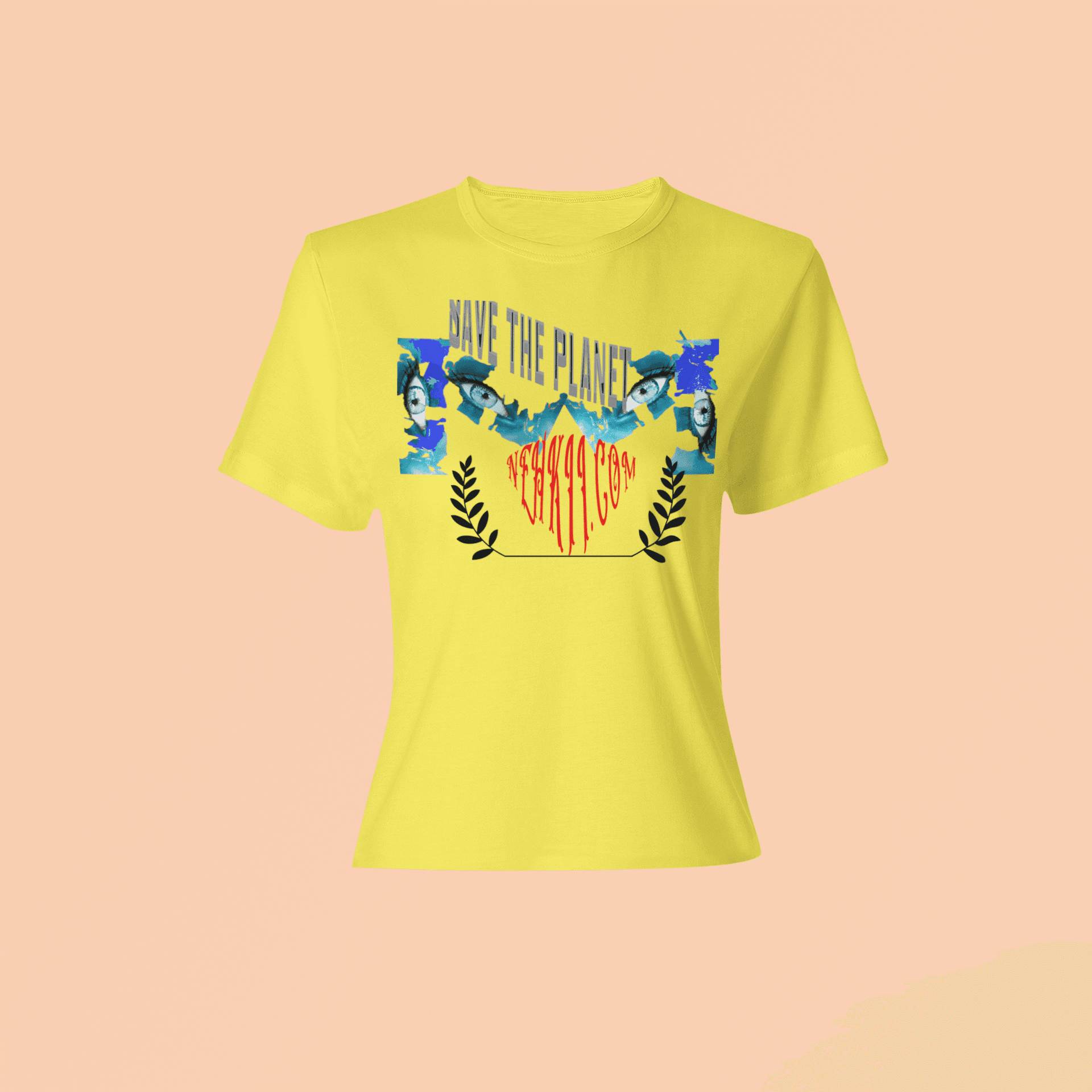 Yellow Eco Inspire T-Shirt with vibrant environmental message and heart motif. Lightweight, breathable tank top ideal for sunny days.