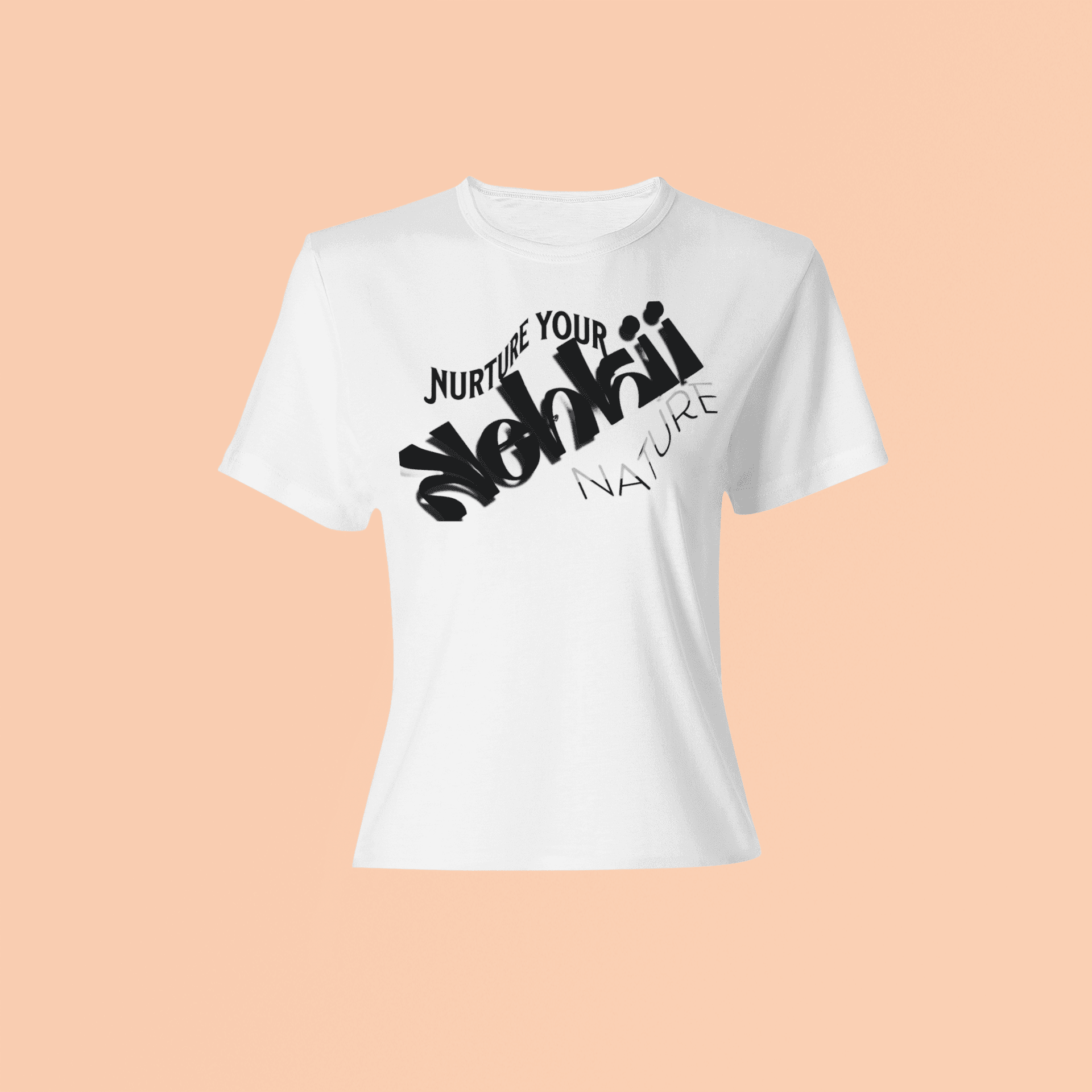 White Eco-Friendly T-Shirt - A Kinder World with bold 'Nurture Your Nature' message. Soft, ethical tank top for eco-conscious wardrobes.