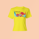 Yellow eco-conscious t-shirt with vibrant 'Love Our Planet' print. Breathable and ideal for sunny, sustainable days.