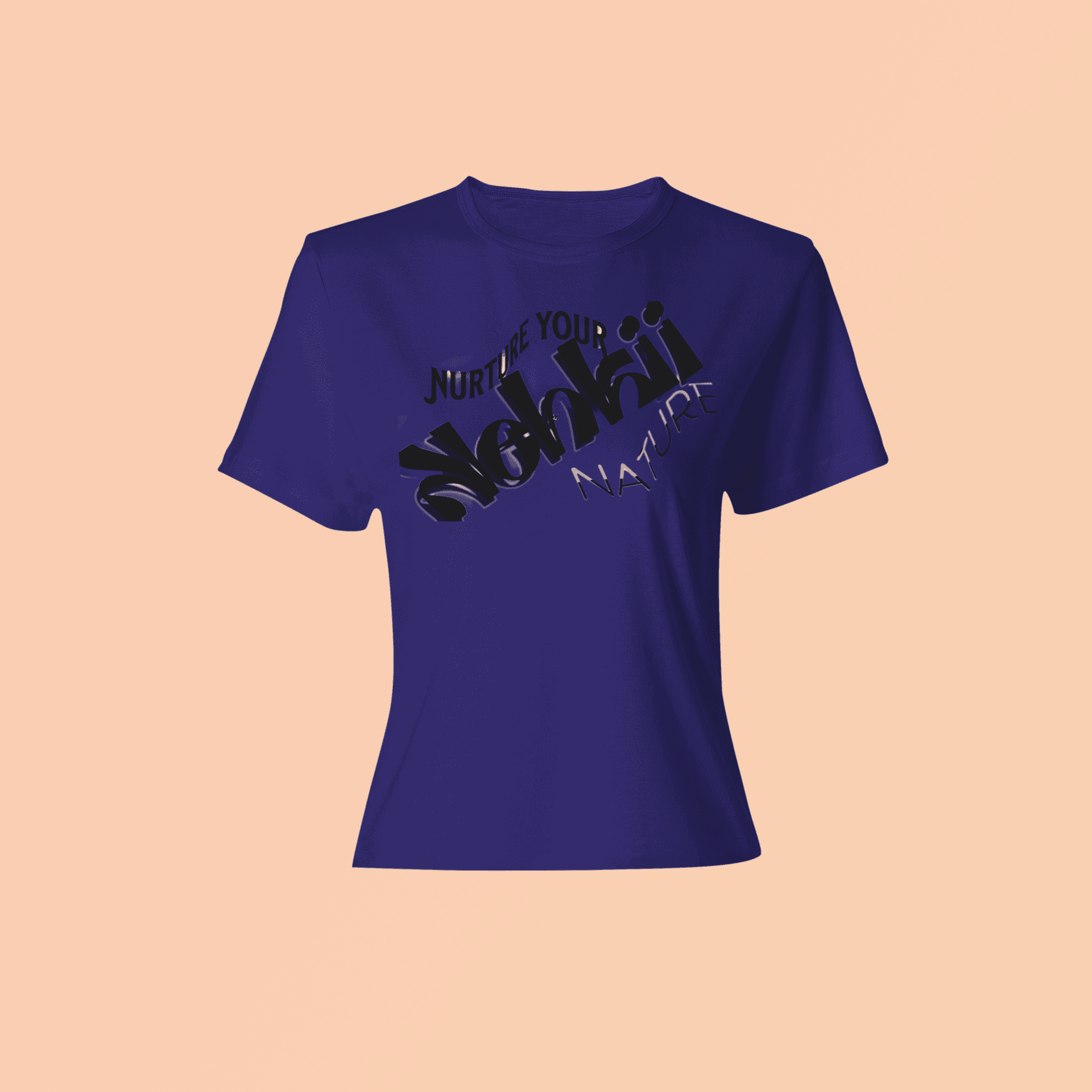 Dark blue Eco-Friendly T-Shirt - A Kinder World with 'Nurture Your Nature' message. Sustainable tank top for eco-aware fashion lovers.