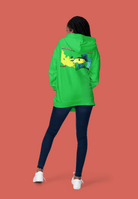 Green slim fit women's hoodie crafted from eco-friendly materials with bold back design. Perfect for activewear and sustainable fashion lovers.