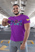 Eco-friendly T-Shirt - A Statement for Earth in bright violet, designed with bold environmental art and crafted from 100% cotton.