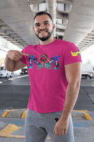 Eco-friendly T-Shirt - A Statement for Earth in hot pink, made with 100% cotton and decorated with vibrant climate change advocacy graphics.