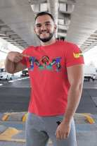 Eco-friendly T-Shirt - A Statement for Earth in bold red, printed with eco-activism art and made from 100% cotton for sustainable fashion.