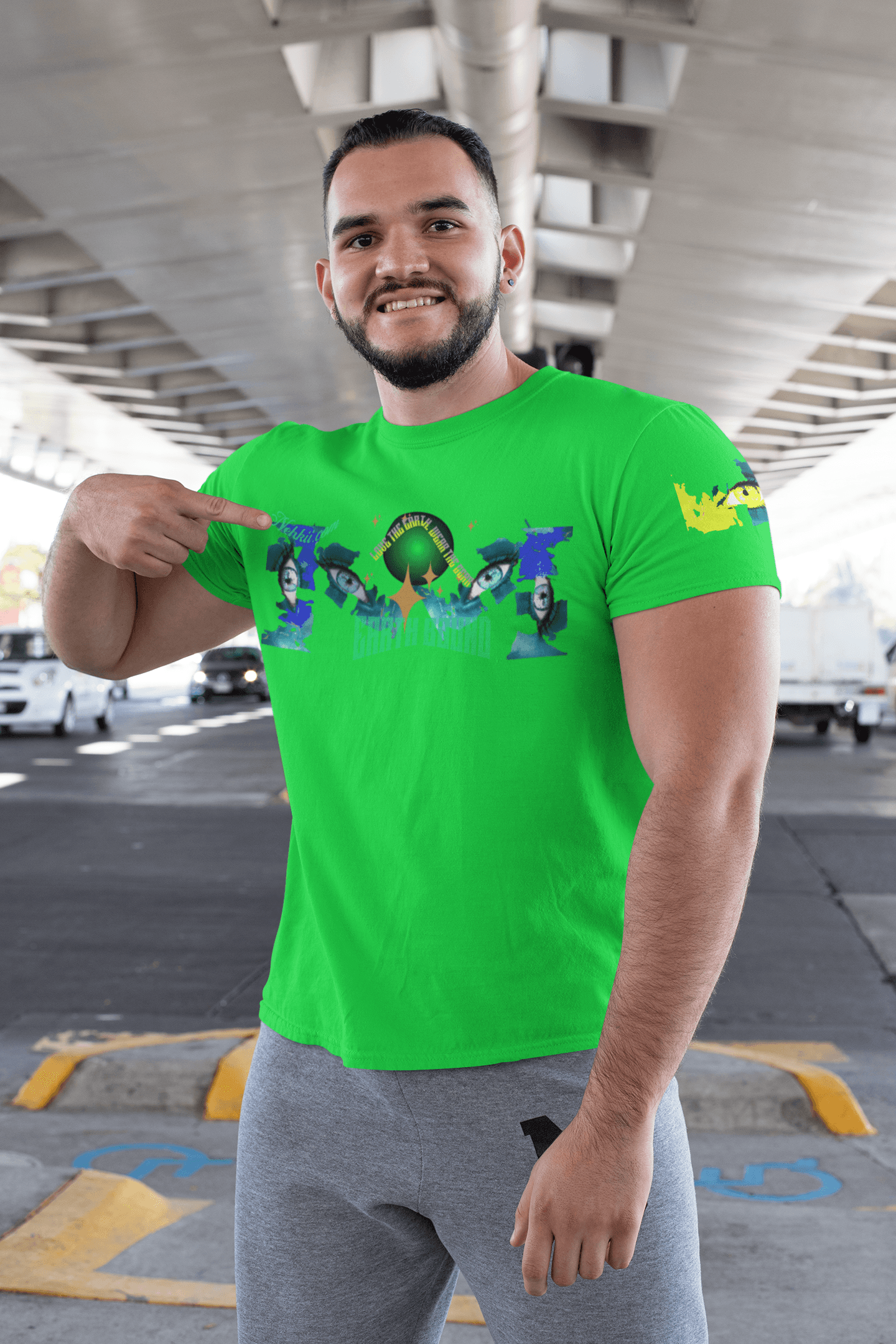 Eco-friendly T-Shirt - A Statement for Earth in vibrant green, featuring activist artwork and 100% cotton fabric for eco-conscious wearers.
