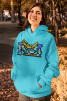 Earth Bound Women Hoodies - Shop Now for Style & Comfort. Bright blue hoodie with bold graphic design, perfect for casual fall fashion.