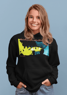 Black Women’s Prove Strong Hoodie with vibrant graphic and empowering message. Ideal for casual wear with a bold statement.