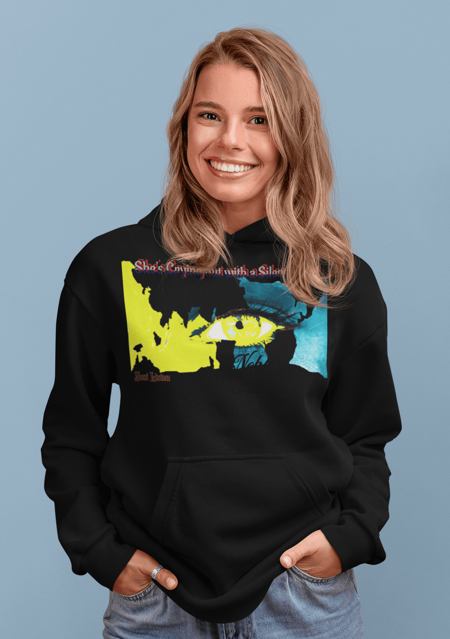 Black Women’s Prove Strong Hoodie with vibrant graphic and empowering message. Ideal for casual wear with a bold statement.