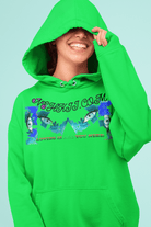 Women's Hoodie Organic Cotton - Stay Cool & Confident in neon green with eye-catching graphic and positive message, ideal for eco-friendly wardrobes.
