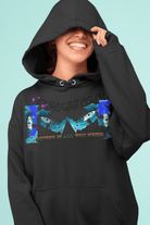 Women's Hoodie Organic Cotton - Stay Cool & Confident in classic black with colorful print and 'Loving is All You Need' slogan, ethically made.