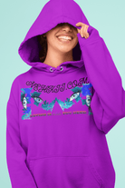 Women's Hoodie Organic Cotton - Stay Cool & Confident in purple with vibrant street-style artwork, made from breathable organic cotton.