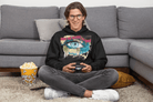 Black Awakening Hoodie for Men with vivid eye artwork and spiritual slogan. Eco-conscious hoodie made from 100% pure cotton.