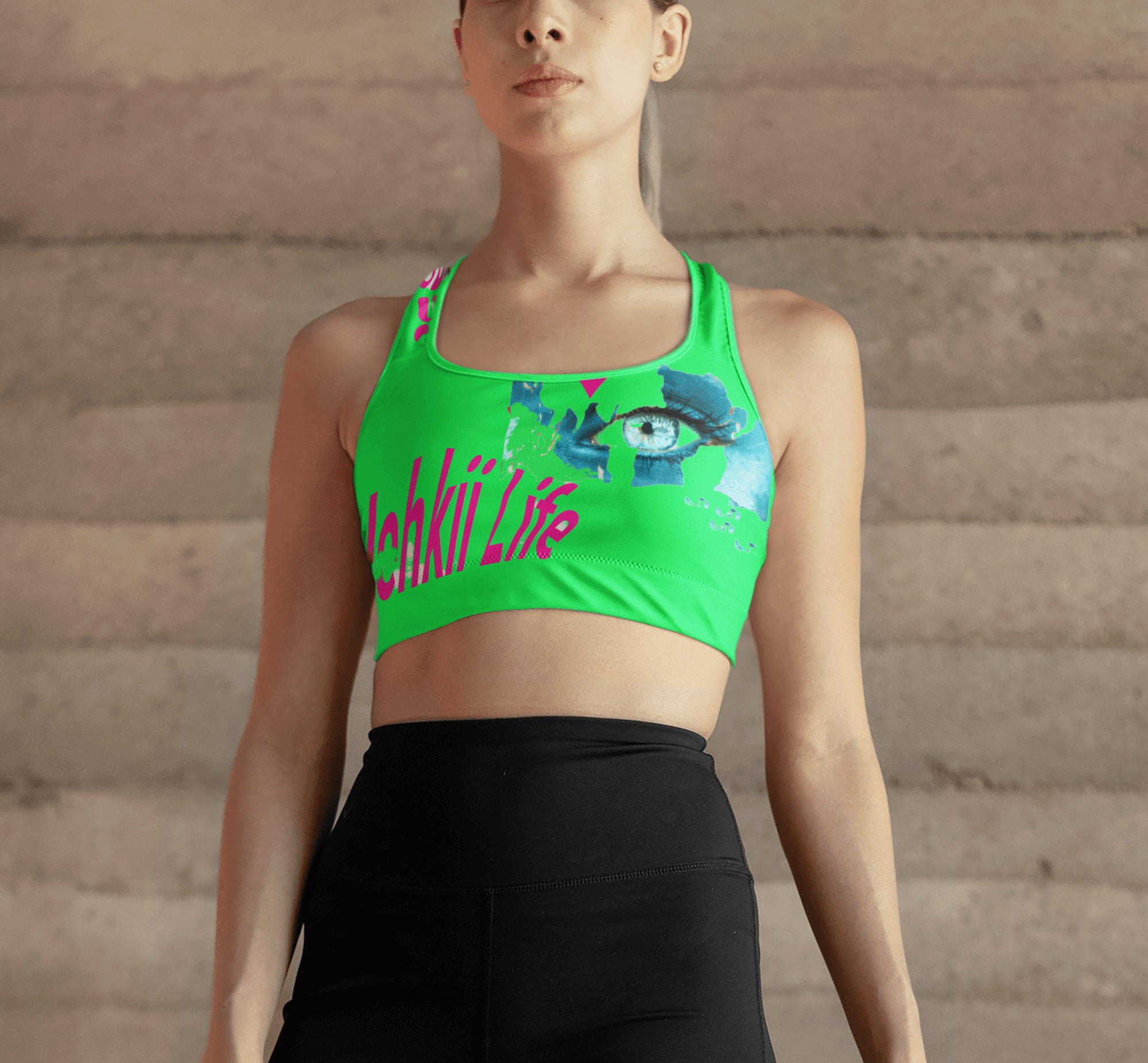 Green Planet Heart Tank Top featuring vivid Earth graphics and 'Lchkü Life' slogan. Eco-conscious cotton apparel for summer fashion.