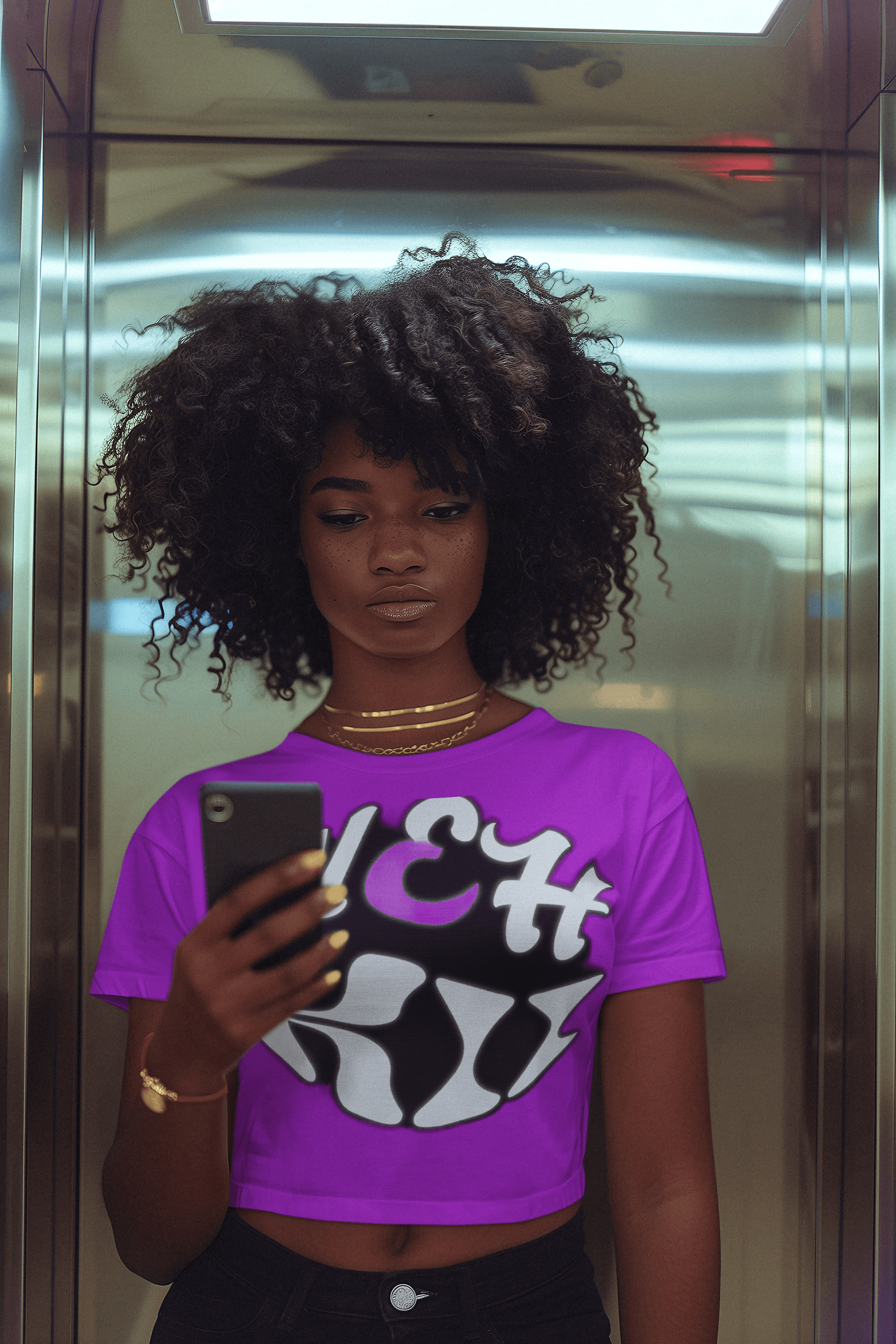 Eco-Friendly Love T-Shirt in bright purple, combining bold design with sustainable materials for conscious clothing shoppers.