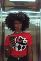 Red Eco-Friendly Love T-Shirt - Wear Kindness with eye-catching print, perfect for spreading positivity through sustainable fashion.