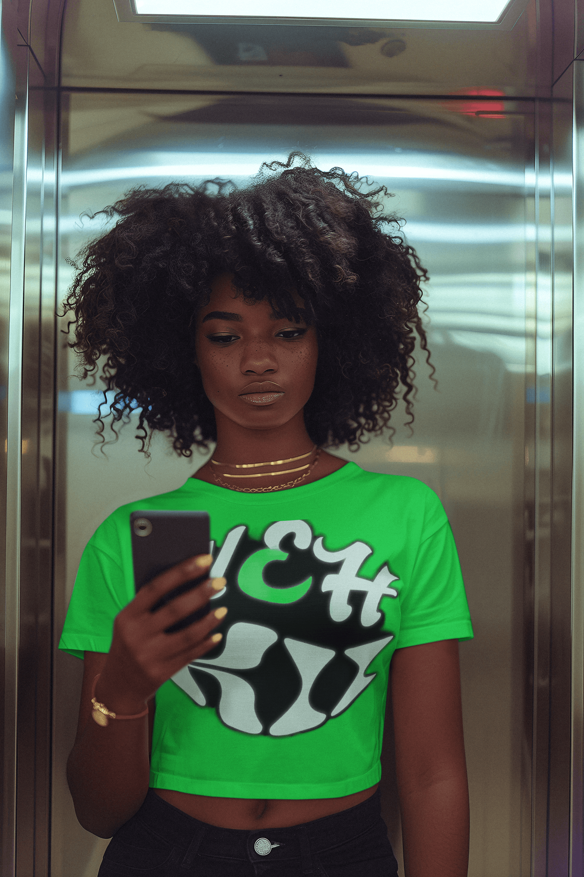 Green Eco-Friendly Love T-Shirt with bold print, symbolizing nature and kindness in sustainable clothing for a better future.
