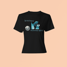 Black eco-friendly men's t-shirt with 'Make Earth Smile Again' slogan and planet graphic. Made from soft, sustainable cotton fabric.